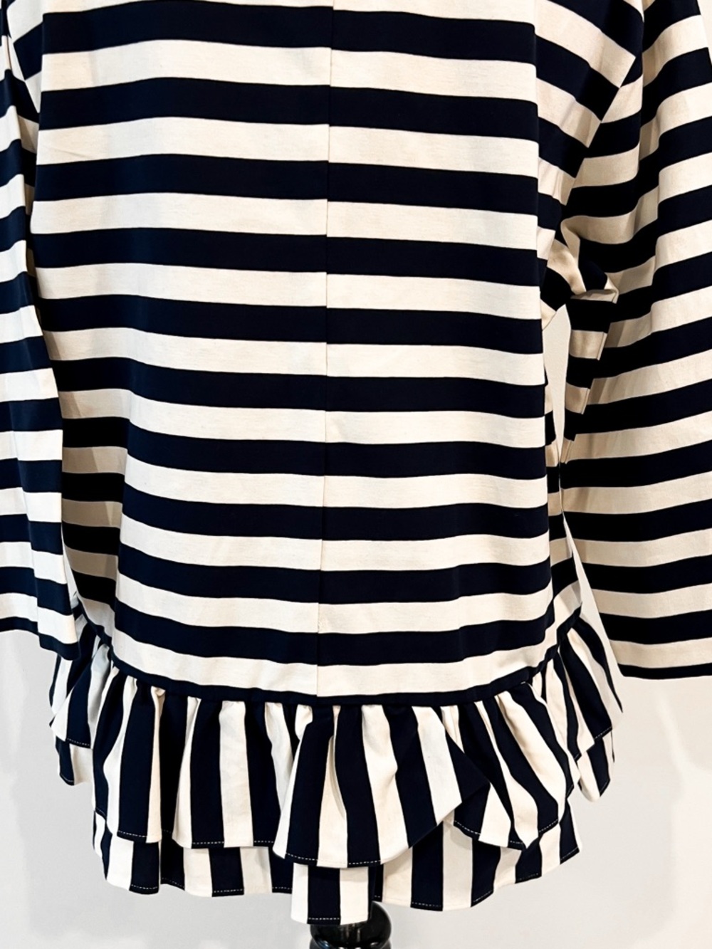 NWT J. Crew Navy Blue and White Striped Long Sleeve Ruffle Hem Shirt Womens XL - Picture 7 of 13
